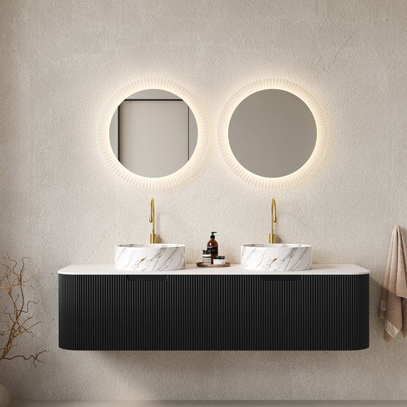 English Elm Dina 60" Wall-Mounted Bathroom Vanity With Dual Ceramic Basins, Storage Drawers & Sleek Design W2615S00506