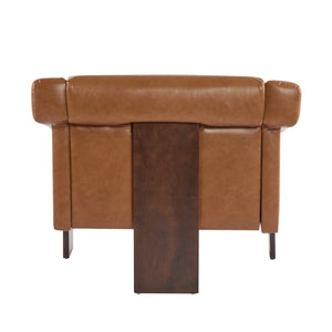 English Elm Christopher Knight Home® - 34" Mid-Century Modern Accent Chair Sierra Vintage PU Leather Deep Cushions Wide Armrests Retro Flair Brown N767P210787B