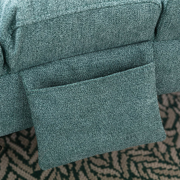 English Elm Linen Ergonomic Massage Chaise Lounge with Remote Control, 140° Recline, Heavy-Duty Frame, 5 Modes Teal W39539623