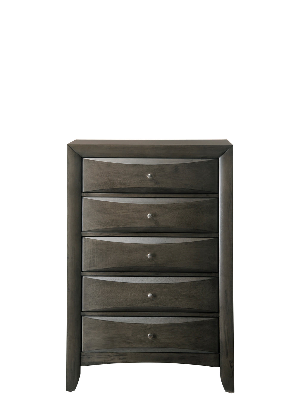 English Elm 1Pc Contemporary Nightstand with Beveled Drawers and Silver Knobs, Solid Wood Accent Table for Bedroom Storage and Style Gray 33.5 L x 19 W x 51.06 H B011P216685