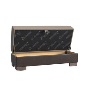 English Elm PrimeNest NimbusFlow Upholstered Ottoman with Storage and Click-Clack Tech, Compact Chenille Seating Tan+Brown B030P280979