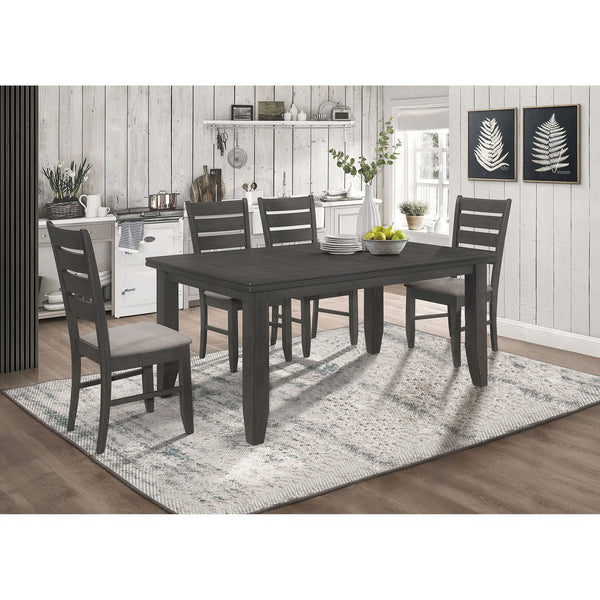 English Elm Dexter 5-Piece Contemporary Rectangular Dining Set With Grey Wood Table & Upholstered Chairs B062S01212