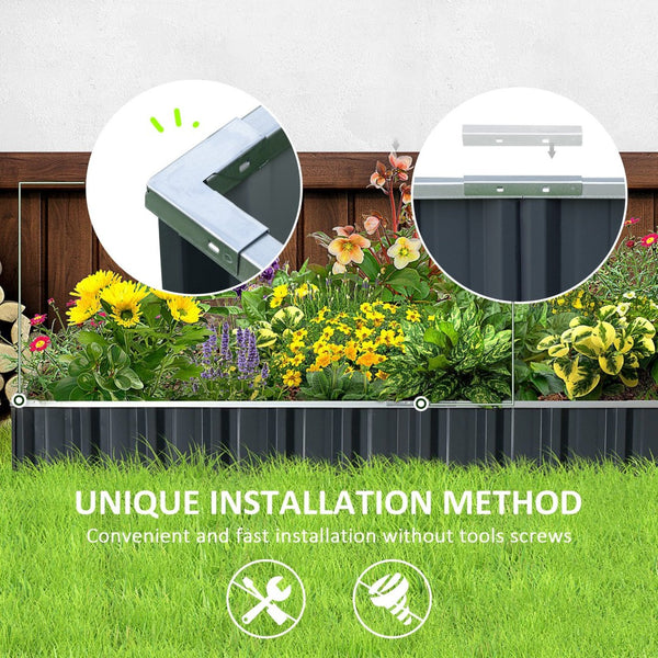 English Elm Outsunny 8.5' X 3' Galvanized Steel Raised Garden Bed - Perfect Planter For Vegetables, Herbs & Flowers W2225P217238-GIGA