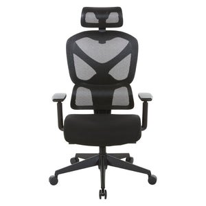 OSP Home Furnishings Mesh Back Ergonomic Manager Chair with Lumbar Support Headrest and Synchro Tilt Control 71142HR-3