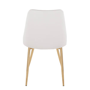 English Elm Marche Modern Dining Chairs Set Of 2 - Gold Metal Legs & White Faux Leather, Stylish Comfort Upgrade B202S01259