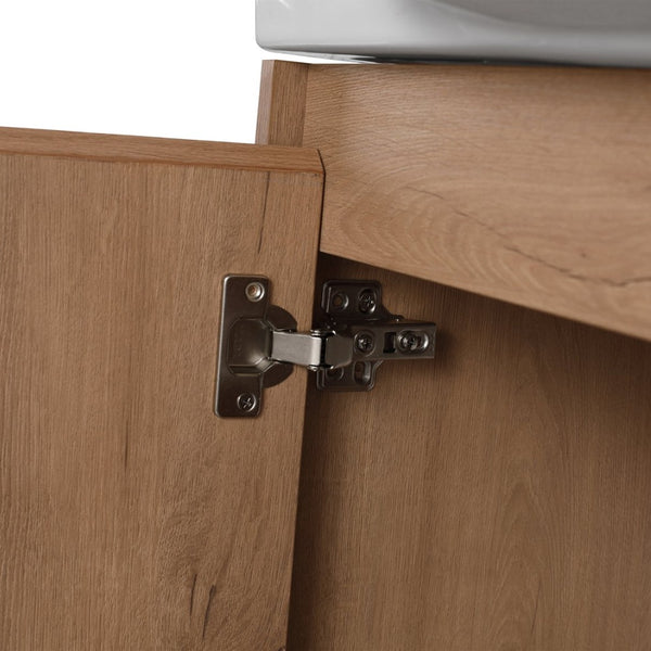 English Elm 28'' Floating Bathroom Vanity with Ceramic Sink Soft Close Door Melamine Cabinet Imitative Oak W999P426637