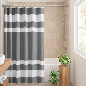 JLA Home Madison Park - Shower Madison Park Spa Waffle Curtain with Scotchgard Water-Repellent Finish for Spa-Like Bath Charcoal MP70-8554