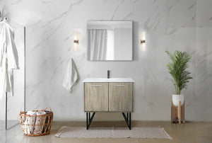 English Elm Rustic Acacia Bath Vanity 36" W X 20" D With White Quartz Top & Gun Metal Faucet For Modern Spaces B2731P259611-GIGA