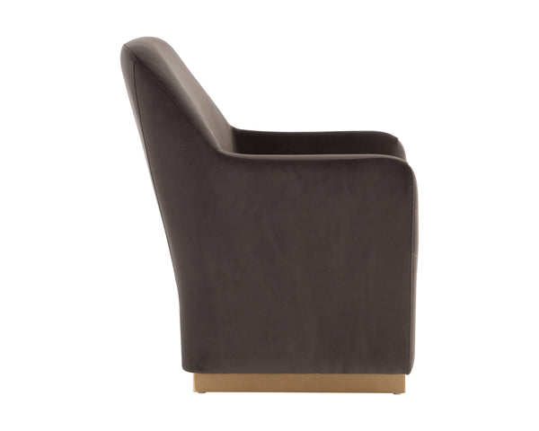 Sunpan Jaime Lounge Chair - Elegant Upholstered Seating with Gold Stainless Steel Base for Stylish Spaces Meg Ash