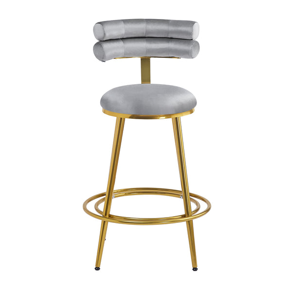 English Elm Christopher Knight Home® - 27.65'' 27.65" Modern Counter Stools Set of 2 with Luxurious Velvet Upholstery, Ergonomic Curved Back, Iron Frame & Footrest Dark Gray N780P194940G