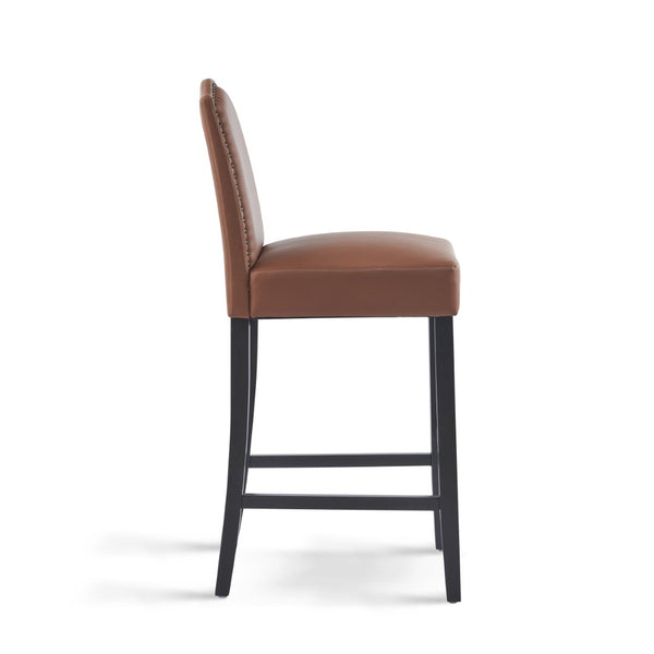 English Elm Barstools Set of 2 Pu Leather Seating Rubberwood Legs for Kitchen Island or Home Bar N779P254675L