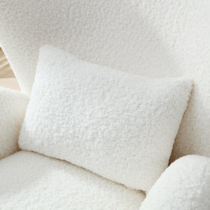 English Elm Modern Boucle Accent Chair Beige - Plush Sherpa Upholstered Armchair, Solid Wood Legs, Cozy Sponge Cushion, Stylish Living Room Statement Piece W2582P179714