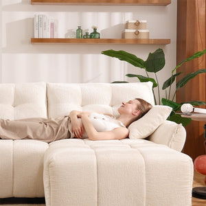 English Elm Premium Chenille Two Seater Sofa Tufted Arms Ergonomic Foam Living Room Lounge White W714S01631