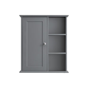 English Elm 23.6" Grey Mdf Wall Cabinet Soft Close Doors Compact Bathroom Storage Organizer W2704P264352