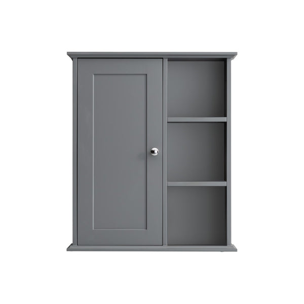 English Elm 23.6" Grey Mdf Wall Cabinet Soft Close Doors Compact Bathroom Storage Organizer W2704P264352