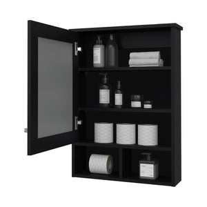 English Elm Wenge Modern Medicine Cabinet With Mirrored Door, Interior Shelving & Space-Saving Design For Bathrooms B062P252177-GIGA