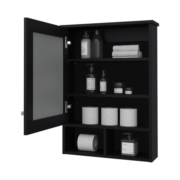 English Elm Wenge Modern Medicine Cabinet With Mirrored Door, Interior Shelving & Space-Saving Design For Bathrooms B062P252177-GIGA