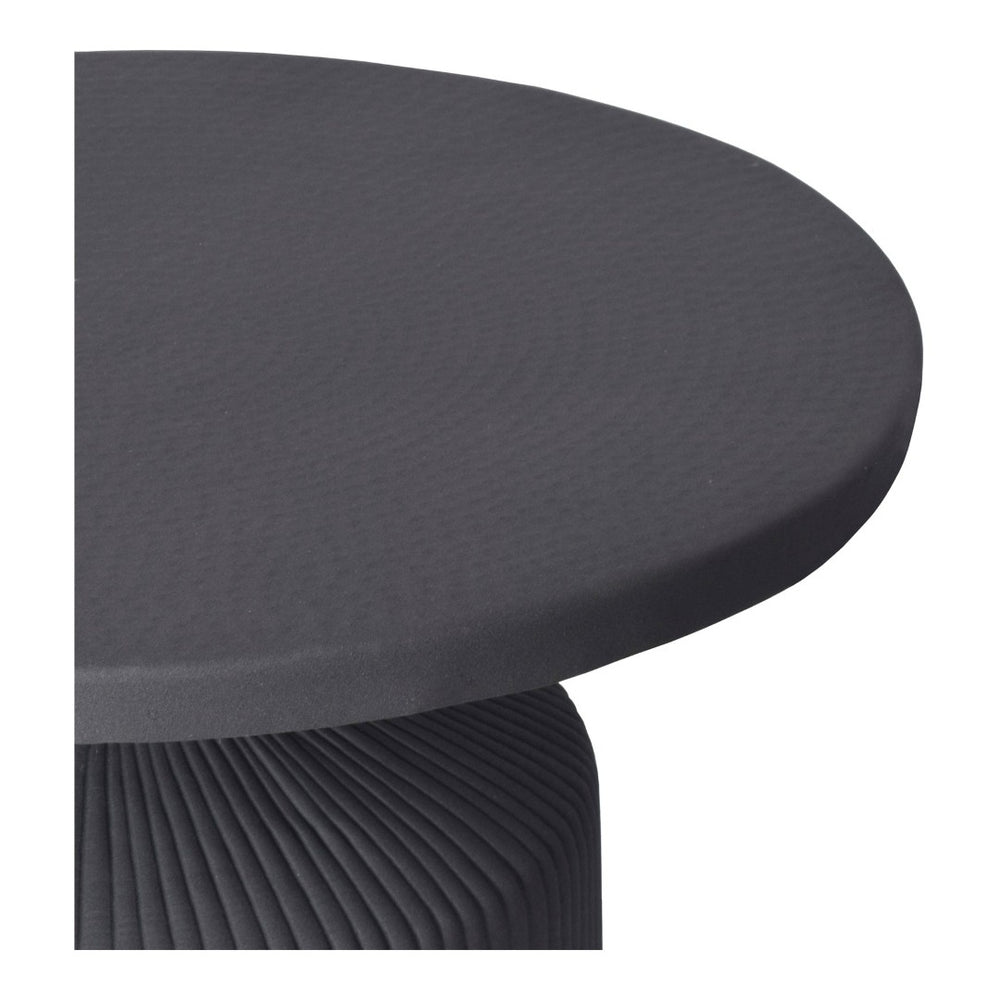 English Elm Yoli Round Aluminum Coffee Table Matte Black Ridged Sculptural Living Room Accent B2769P498406