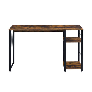 English Elm Rectangular Rustic Industrial Writing Desk with Metal Frame, 2-Tier Open Shelves for Storage and PC Ancient Oak,Black B016P312624