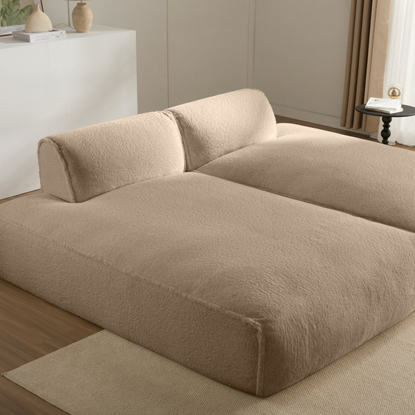 English Elm 90.0"Oversized Modular Sectional Sofa Plush Foam & Pocket Springs, Ready-to-Use 2-Piece Set for Living Room Comfort and Mobility (No Assembly) khaki N723S9701D