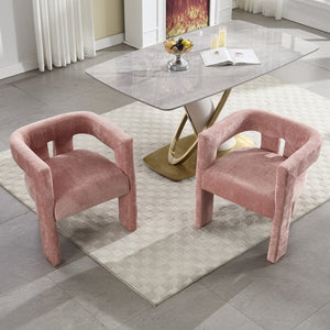 English Elm United We Win Chenille Barrel Accent Armchairs Set of Two for Living Room Dining Pink W1568P389270