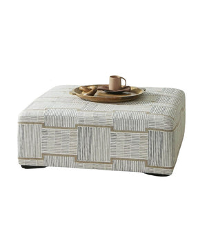 English Elm Soft Iroquois Round Ottoman Patterned Chenille Upholstery 41" Wide Transitional Elegance, Plush Top Beige 42 L x 42 W x 17 H B2741P354533
