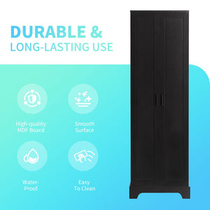 English Elm Storage Cabinet Tall Mdf Two Door Adjustable Shelves Matte Black Home Office Bath N725P181207Z