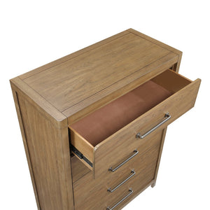 English Elm Light Brown Hickory Veneer 5-drawer Chest with Pewter Pulls for Modern Bedrooms B011P443199