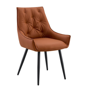 English Elm Dining Chairs Set Of 4 - Elegant Camel Faux Leather With Gold Mesh, Black Sanded Legs & Comfort Design W3493P356429