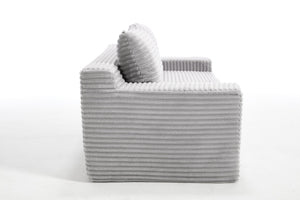 English Elm Memory foam convertible L-shaped sofa bed with corduroy upholstery, no assembly, space-saving comfort LIGHT GREY W2959P272125