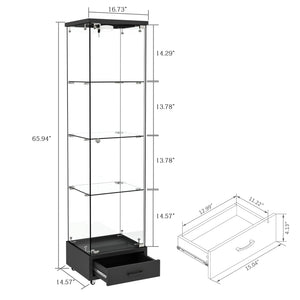 English Elm Modern Glass Display Cabinet With Led Lights - Stylish 4-Shelf Storage For Collectibles & Decor W241P268241