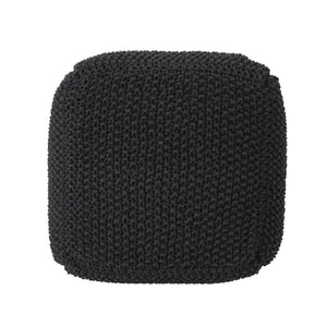 English Elm Hollis Chunky Knit Cotton Cube Pouf Handcrafted Footrest for Living Room or Bedroom 62659.00DGRY