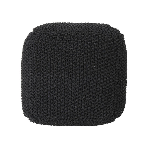 English Elm Hollis Chunky Knit Cotton Cube Pouf Handcrafted Footrest for Living Room or Bedroom 62659.00DGRY