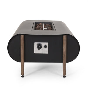 English Elm Christopher Knight Home® - VERNON Rectangle Fire Pit 50,000BTU Dark Gray Iron 54.25x29.75x15.5 Outdoor Patio Heater Gatherers 68494.00DGRY-50K