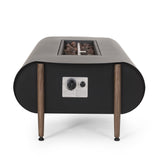 Christopher Knight Home® - Noble House - Shenandoah Outdoor 50,000 Btu Rectangular Fire Pit (No Tank Holder), Dark Gray and Wood Pattern