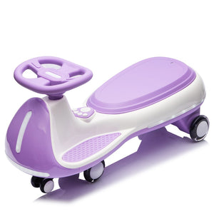 English Elm 12v Kids Ride on Wiggle Car with Dual Motors Led Wheels Bluetooth and Triangular Frame Purple W1578P390193