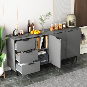 English Elm Storage Cabinet Mid Century 3-Drawer Accent with Adjustable Shelf, Stable Solid Legs, Multiroom Use Gray W409P171603