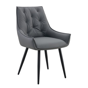 English Elm Dining Chairs Set Of 2, Stylish Dark Gray Faux Leather With Gold Accent, Perfect For Modern Spaces W3493P359767