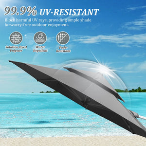 English Elm Round Cantilever Umbrella with Center Pole - 9-Rib Reinforced Aluminum Frame, 360° Pedal Rotate, Hydraulic Opening and 5-Position Tilt Adjustment for Superior Sun Protection Gray W1859P337919