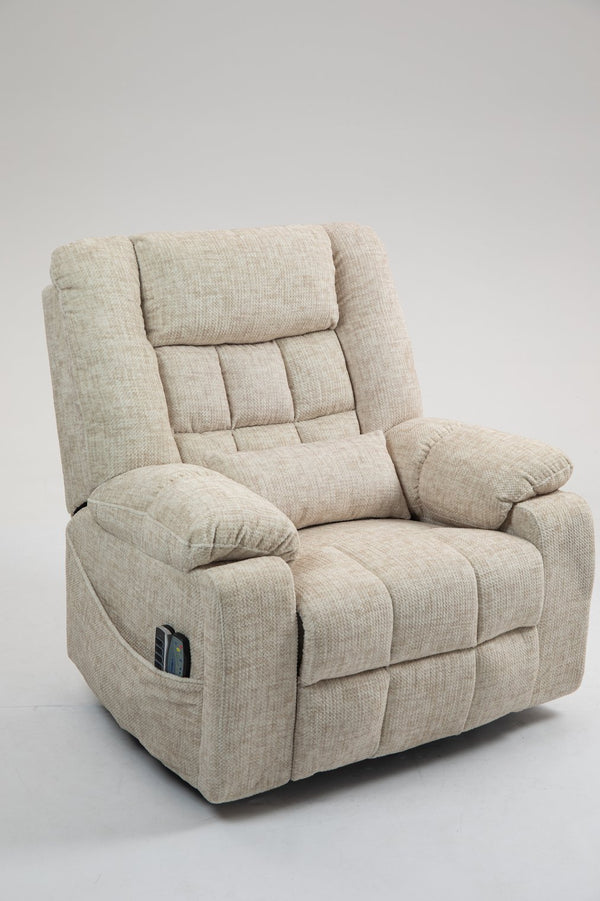 English Elm Power Lift Recliner modern velvet lift chair with remote, tufted wingback, ergonomic support, 350 lb capacity Cream W547S00067
