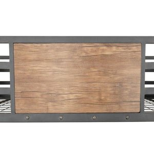 English Elm Industrial Bunk Bed Twin Over Twin Metal Pipe Frame with Built-In Ladder, Guard Rails, Rustic Accent Black 76 L x 58 W x 6 H B2741P353077