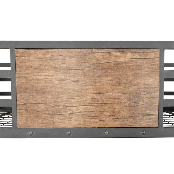 English Elm Industrial Bunk Bed Twin Over Twin Metal Pipe Frame with Built-In Ladder, Guard Rails, Rustic Accent Black 76 L x 58 W x 6 H B2741P353077