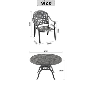 English Elm 5-Piece Cast Aluminum Patio Furniture Set With Cozy Blue Cushions - Weather-Resistant & Stylish! W1710S00093