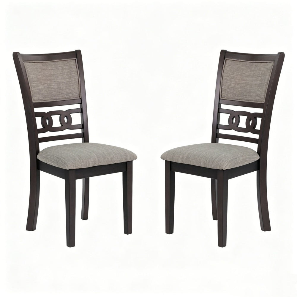 English Elm Set of 2 Walnut Rubberwood Dining Chairs Faux Leather Cushioned Seat Modern B2770P507938