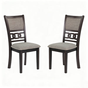 English Elm Set of 2 Walnut Rubberwood Dining Chairs Faux Leather Cushioned Seat Modern B2770P507938
