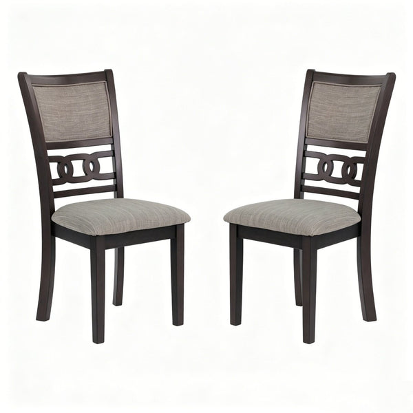 English Elm Set of 2 Walnut Rubberwood Dining Chairs Faux Leather Cushioned Seat Modern B2770P507938