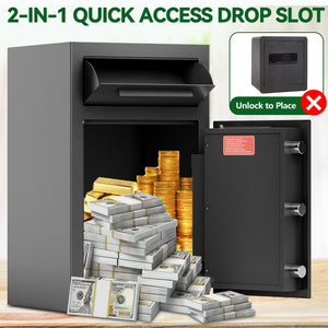 English Elm Depository Heavy-Duty Drop Safe with Digital Lock, Anti-Fishing Slot, Steel Boltable Security Box W396P195560