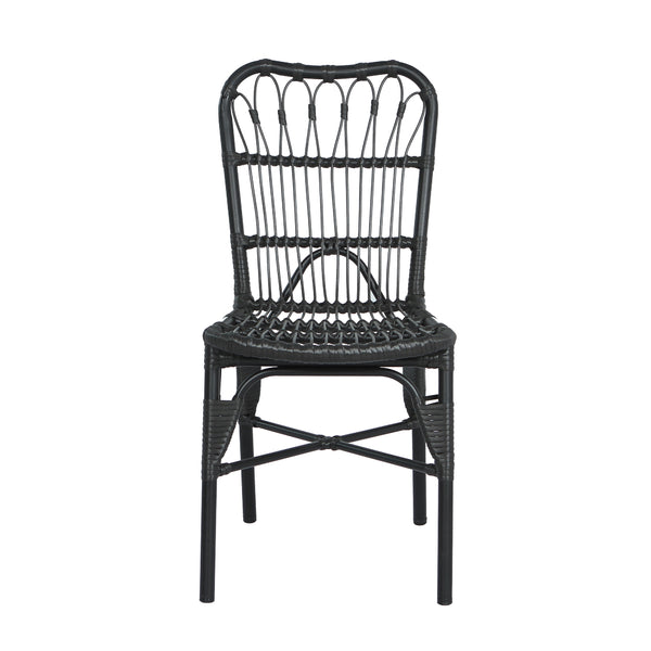 English Elm Christopher Knight Home® - Outdoor Hand-Woven PE Rattan Patio Dining Chairs Set of 2 with Iron Frame 400lb Capacity, No Assembly Required Black+Gery N762P236148G