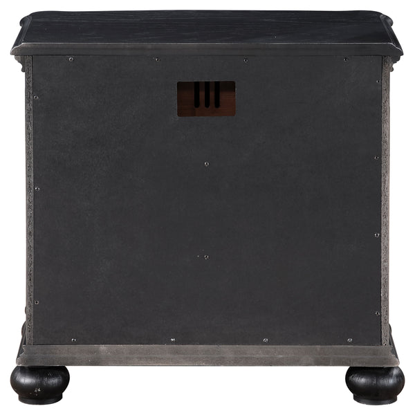 English Elm Taylor Black 3-Drawer Nightstand with Felt-Lined Organizer, Antique Copper Pulls, Sleek Bedroom Storage B062P299900