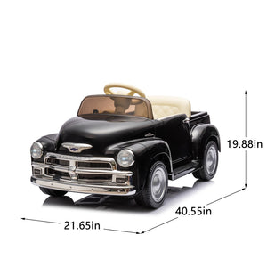 English Elm 12v Chevrolet 3100 Licensed Vintage Pickup Ride on Truck with Led Lights and Parent Remote Black W1578P214177